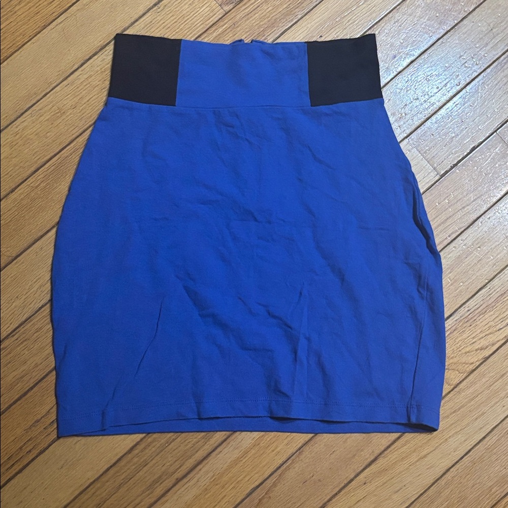 80s Style Cute Dark Blue Black Colorblock Bodycon Mini Skirt Women’s Size 2 XS